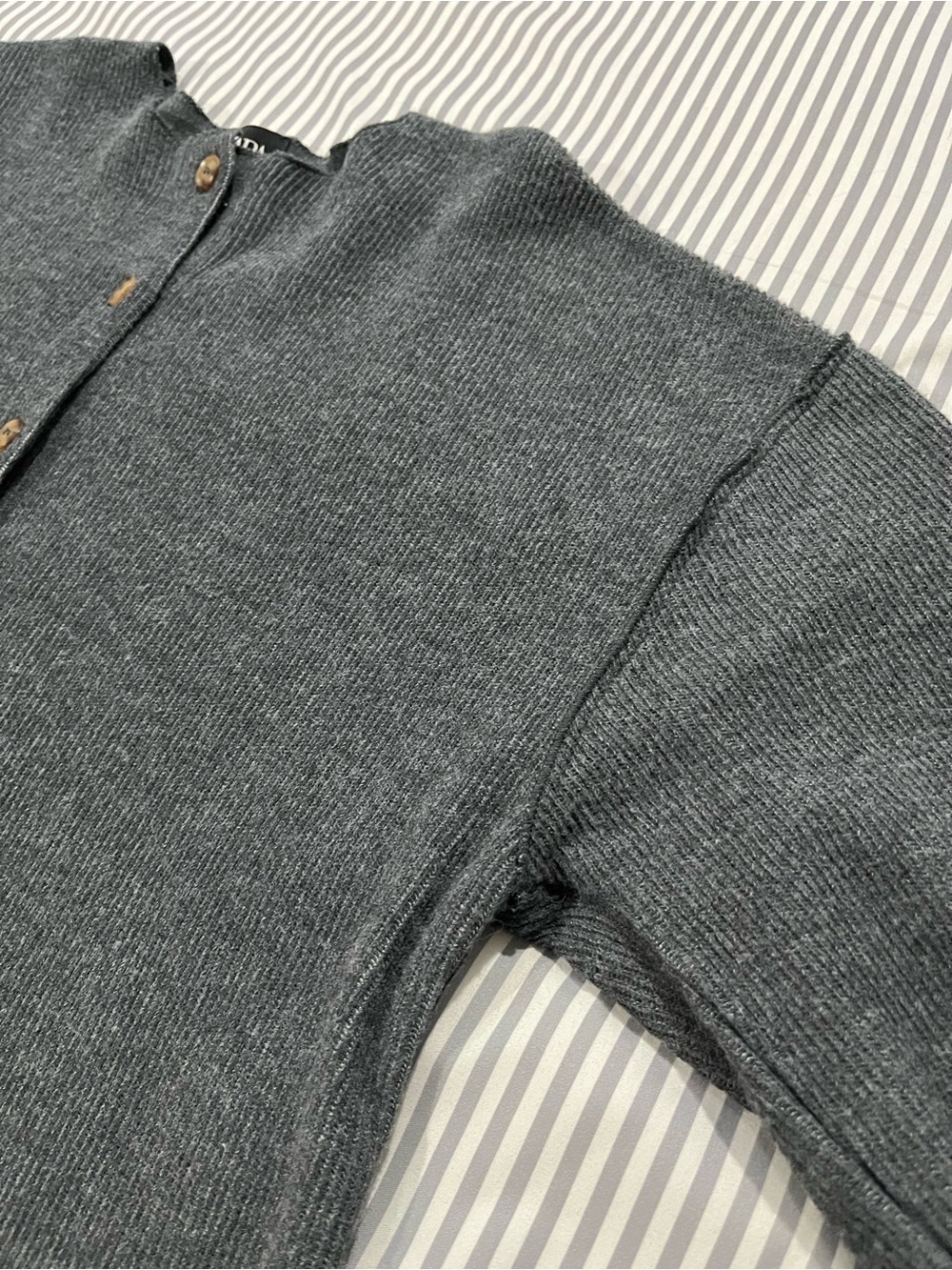 Zara Cropped Button-Front Knit Cardigan in Charcoal Grey - Picture 10 of 10